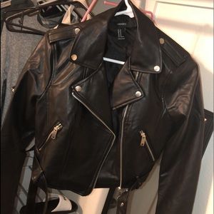 Forever 21 Leather all black jacket!
